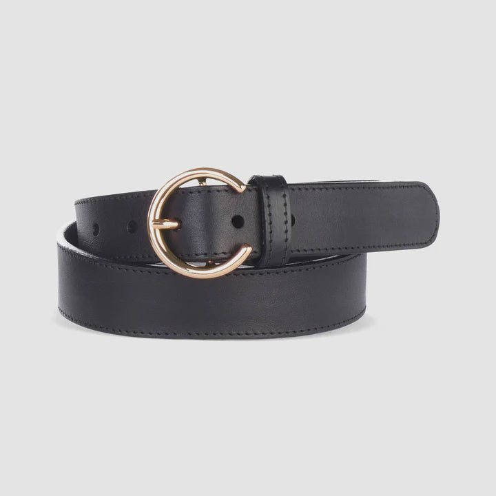 BRAVE LEATHER - WOMENS'S ZONA LEATHER BELT IN BLACK/GOLD