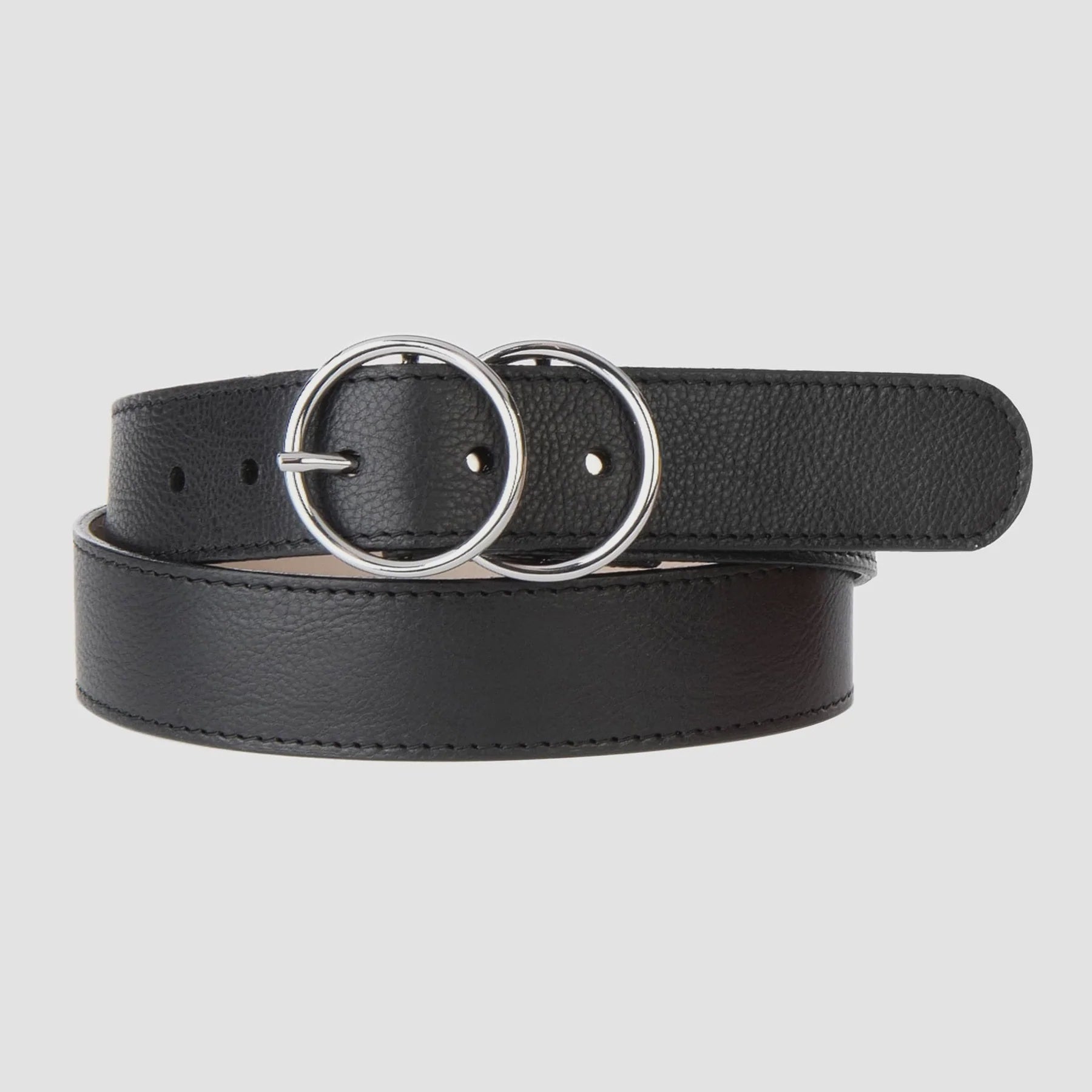 BRAVE LEATHER - WOMEN'S YAHOLO BELT IN BLACK LEATHER/SILVER HARDWARE