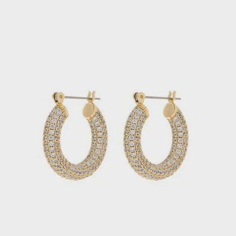 LUV AJ - PAVE BABY AMALFI HOOPS IN GOLD