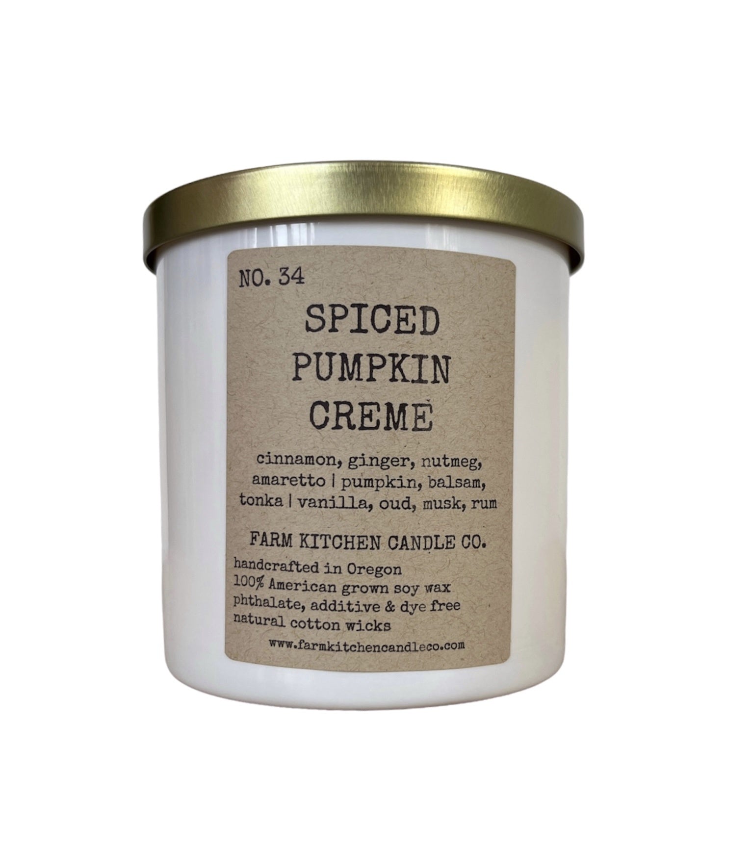 FARM KITCHEN CANDLE CO - SINGLE WICK SOY CANDLE IN SPICED PUMPKIN CREME