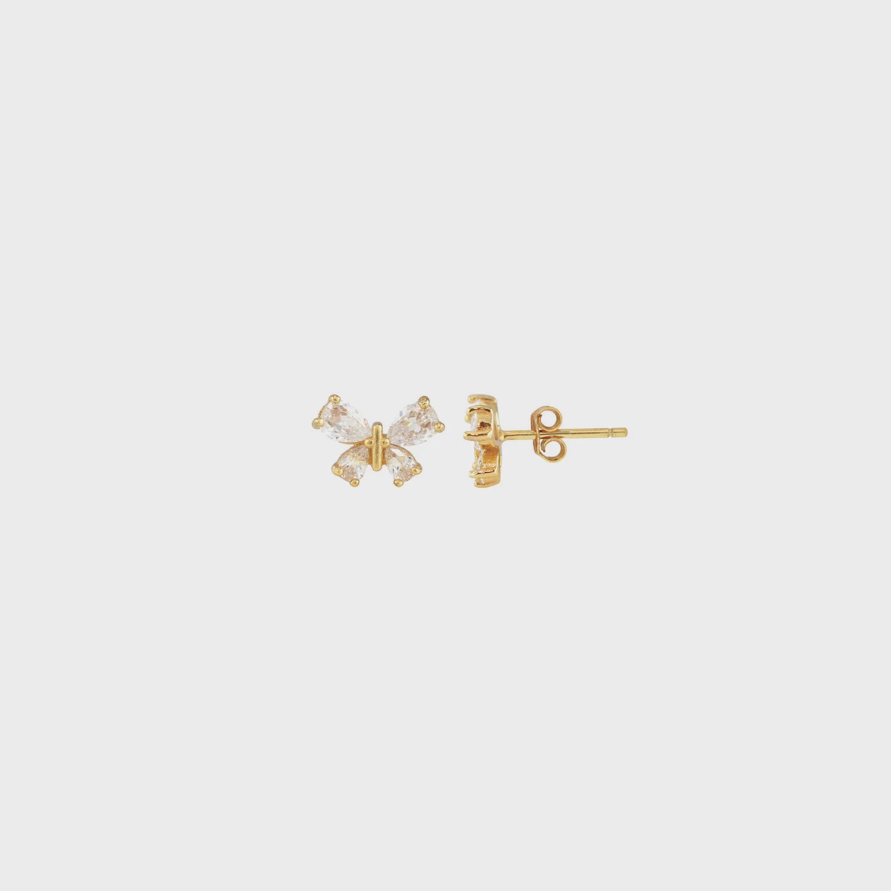 KRIS NATIONS - BUTTERFLY CRYSTAL MARQUIS STUD EARRINGS IN GOLD