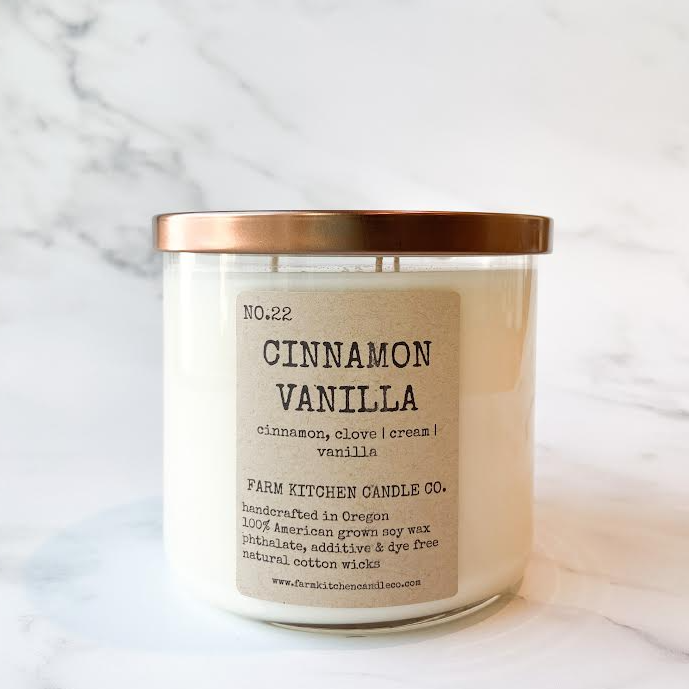 FARM KITCHEN CANDLE CO - TRIPLE WICK SOY CANDLE IN CINNAMON VANILLA