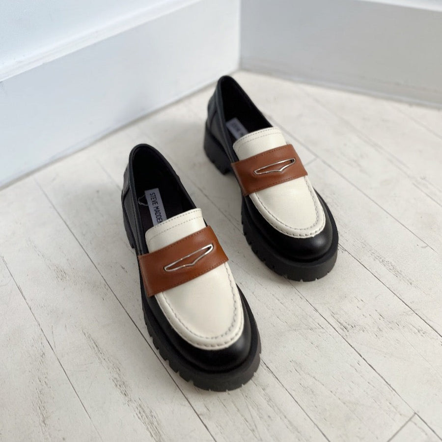 STEVE MADDEN - LAWRENCE LOAFER IN WHITE MULTI LEATHER