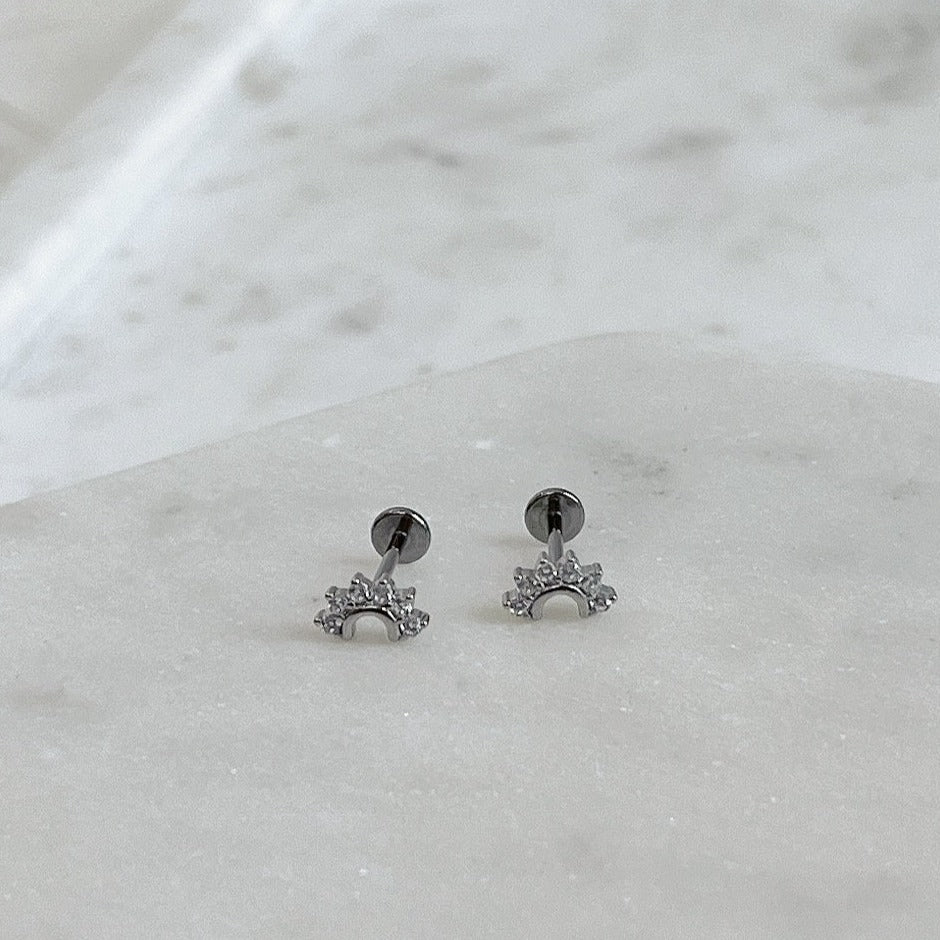 LUV AJ - PAVE FLARE STUDS IN SILVER