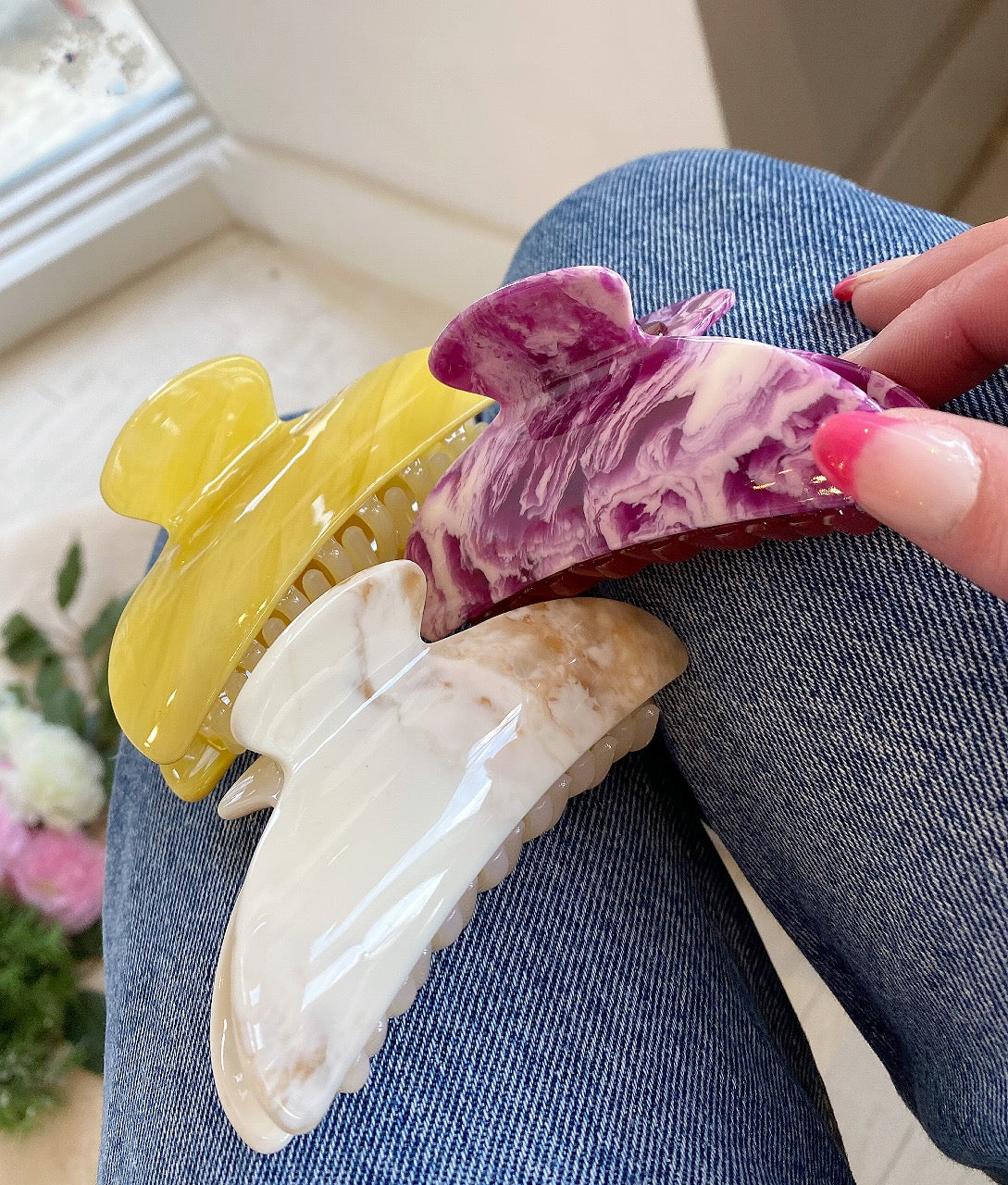 MACHETE - MIDI HEIRLOOM CLAW IN MARBLED ORCHID