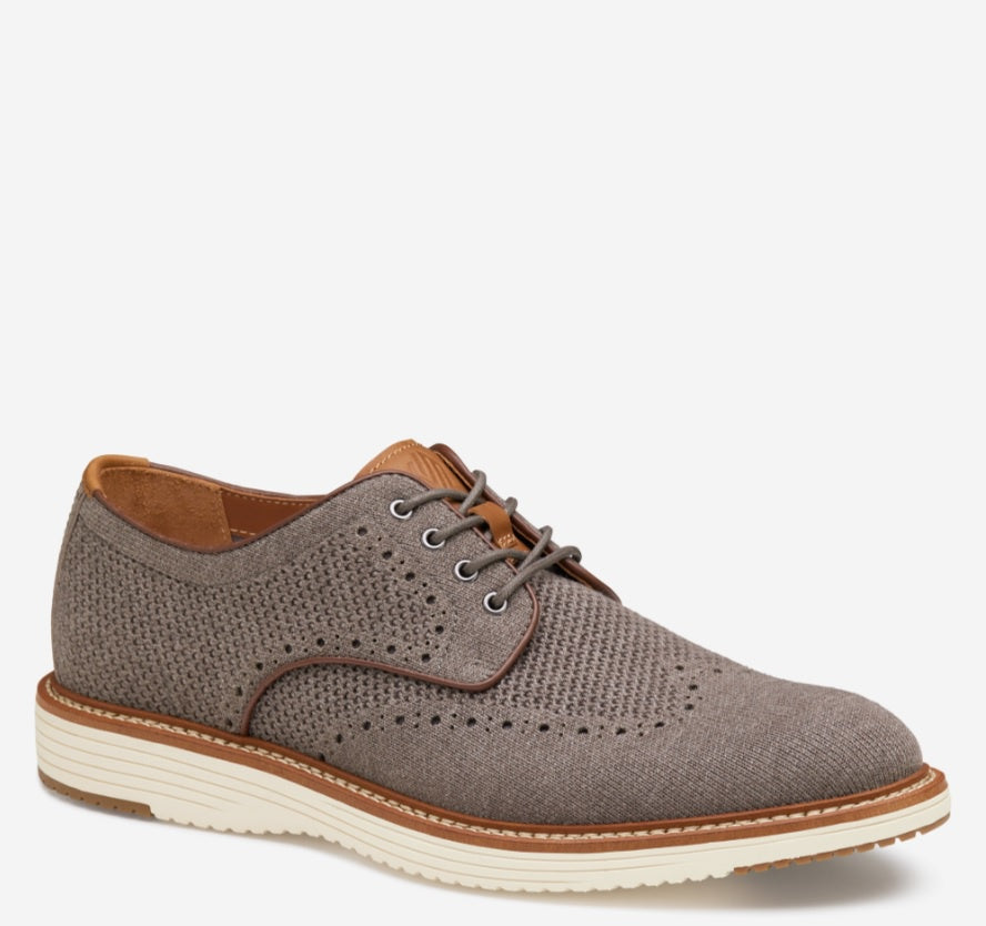 JOHNSTON & MURPHY - UPTON WINGTIP LACE UP IN GRAY KNIT