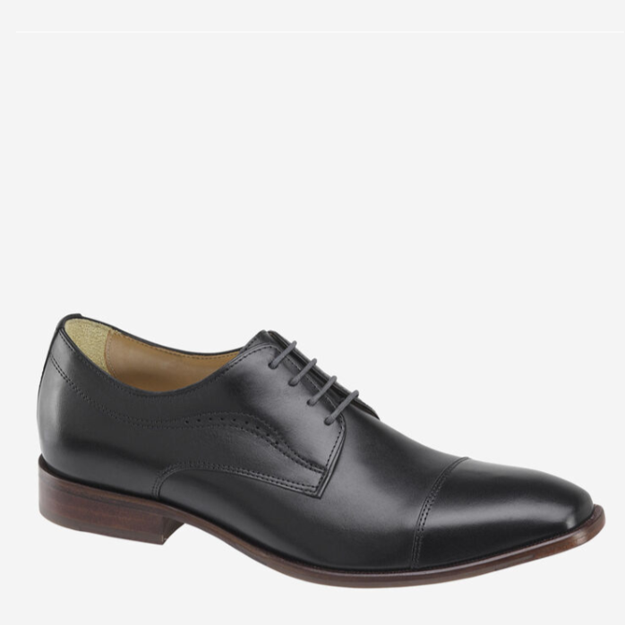 JOHNSTON & MURPHY - MCCLAIN CAP TOE LACE UP IN BLACK LEATHER
