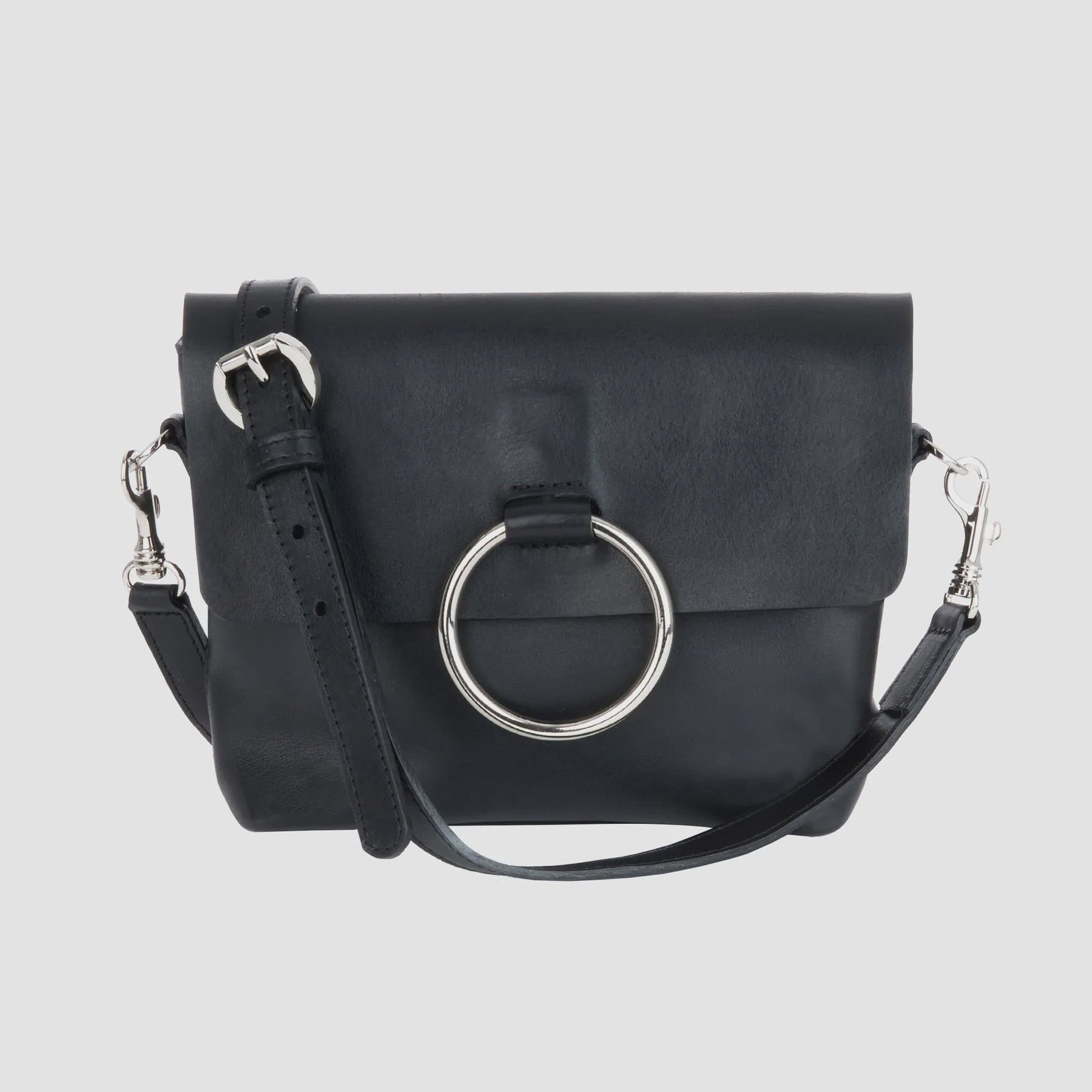 BRAVE LEATHER - MINI VIRTUE BAG IN BLACK LEATHER/SILVER HARDWARE
