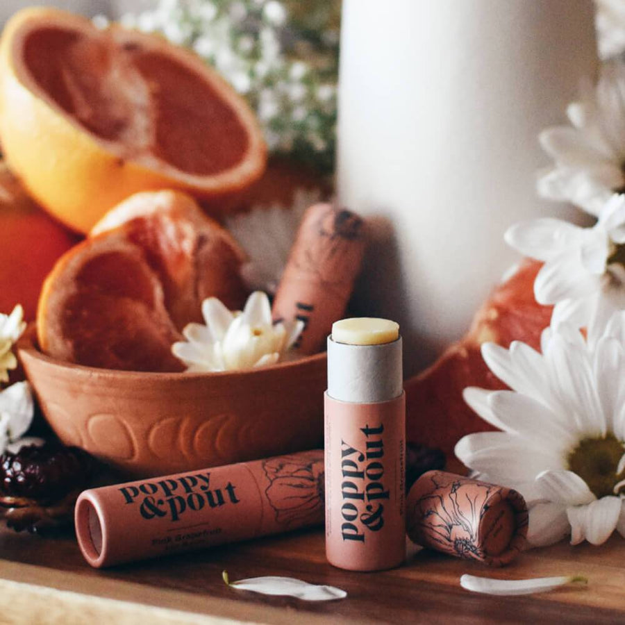 POPPY & POUT - LIP BALM IN PINK GRAPEFRUIT