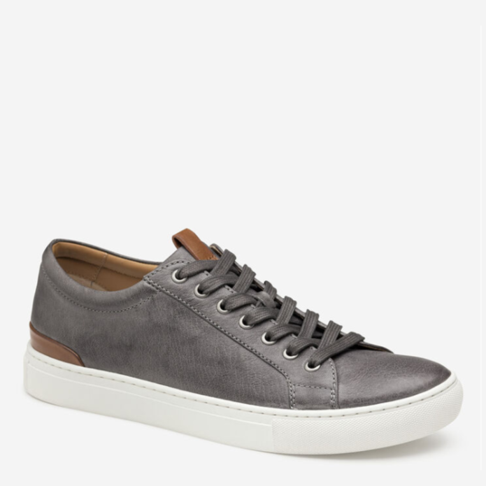 JOHNSTON & MURPHY - BANKS LACE UP IN GRAY LEATHER