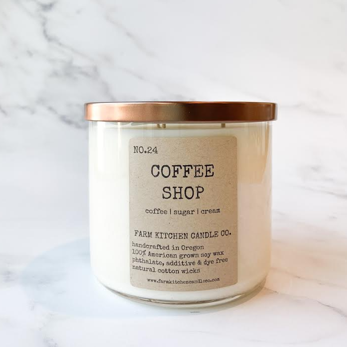 FARM KITCHEN CANDLE CO - TRIPLE WICK SOY CANDLE IN COFFEE SHOP