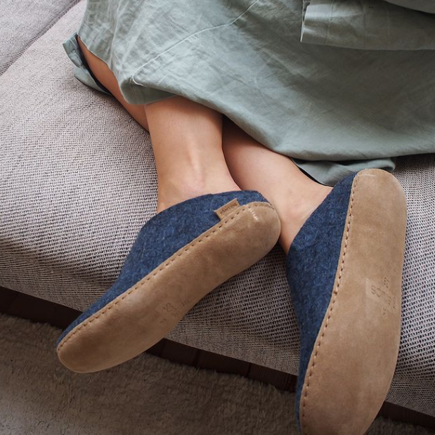 GLERUPS - SLIP ON IN DENIM LEATHER