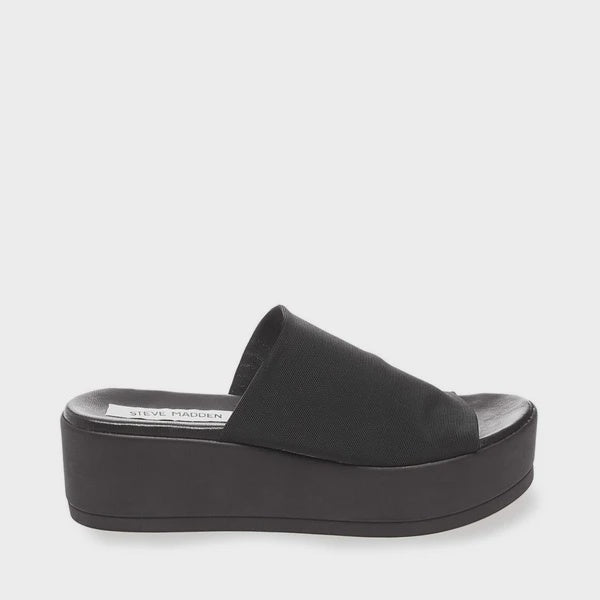 STEVE MADDEN - SLINKY SLIDE IN BLACK MATERIAL