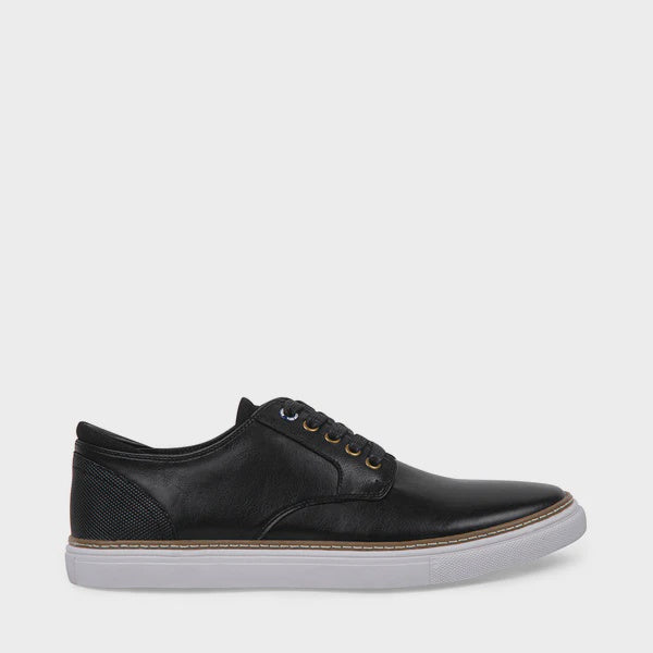 STEVE MADDEN - GARETT LACE UP IN BLACK SYNTHETIC LEATHER