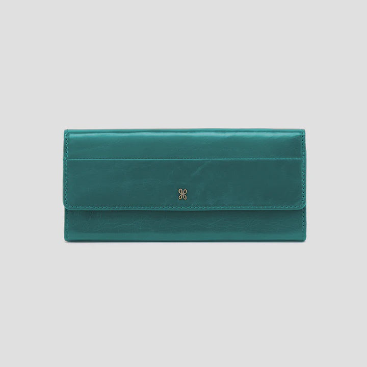 HOBO - JILL LARGE TRIFOLD WALLET IN SPRUCE POLISHED LEATHER