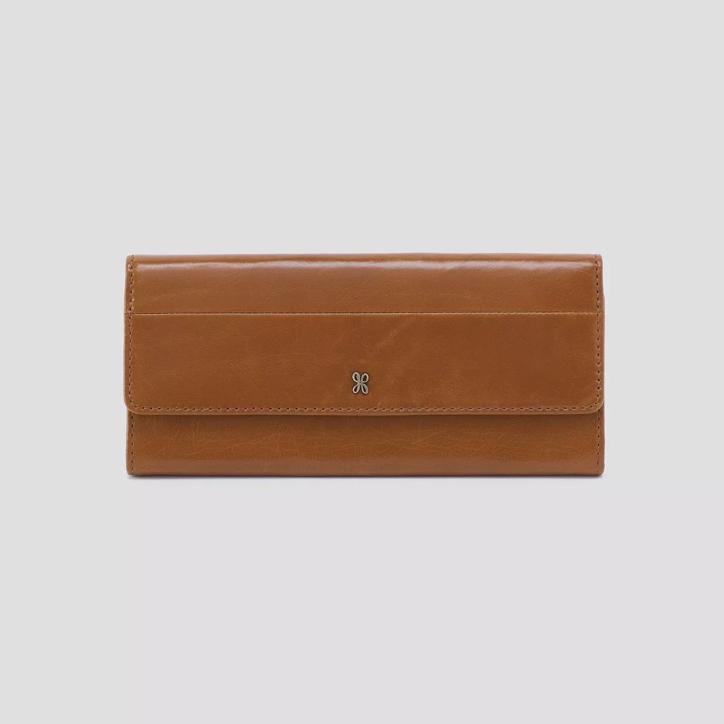 HOBO - JILL LARGE TRIFOLD WALLET IN TRUFFLE POLISHED LEATHER