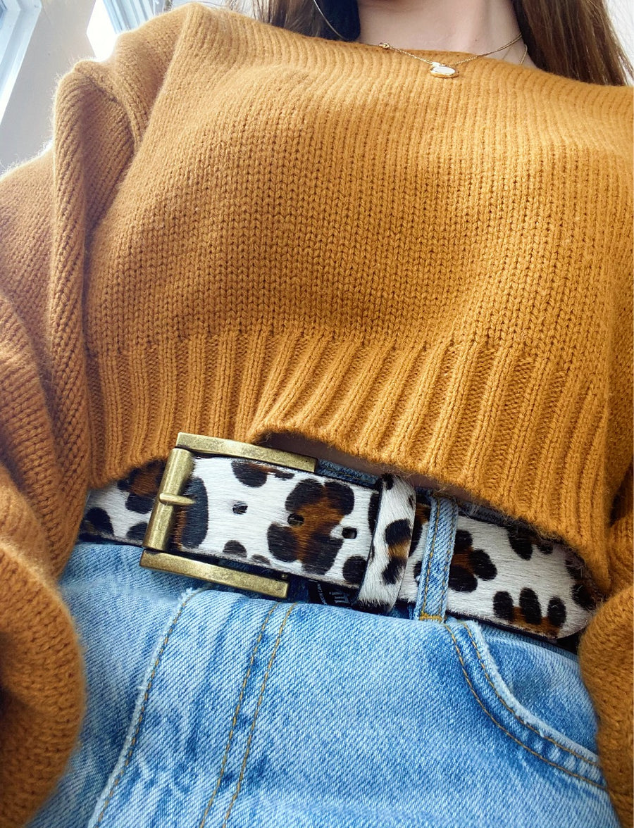 BRAVE LEATHER - LEYSA P BELT IN WHITE LEOPARD