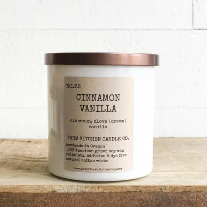 FARM KITCHEN CANDLE CO - SINGLE WICK SOY CANDLE IN CINNAMON VANILLA