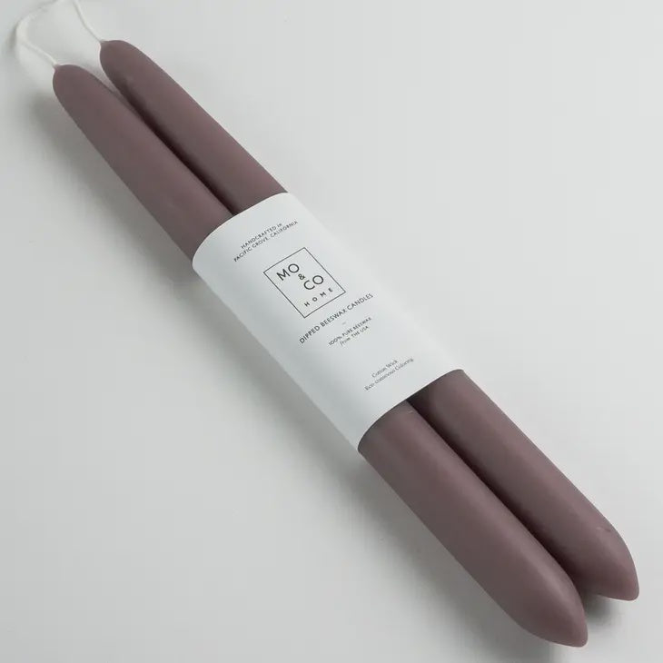 MO & CO HOME - BEESWAX DIPPED TAPERED CANDLES IN MAUVE
