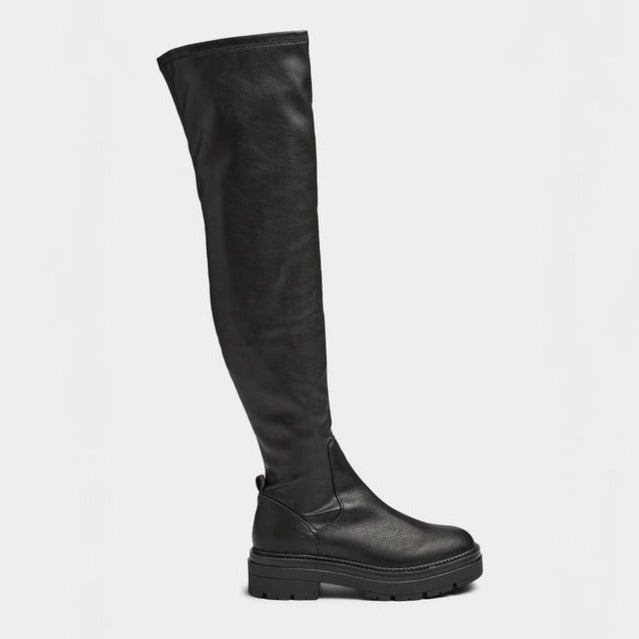 STEVE MADDEN - INDUSTRY BOOT IN BLACK SYNTHETIC LEATHER