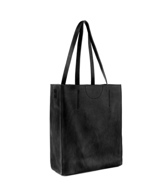 BRAVE LEATHER - GIOVANA LEATHER TOTE IN VERY BLACK