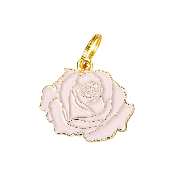 TWO TAILS PET COMPANY - ROSE COLLAR CHARM IN PINK AND GOLD