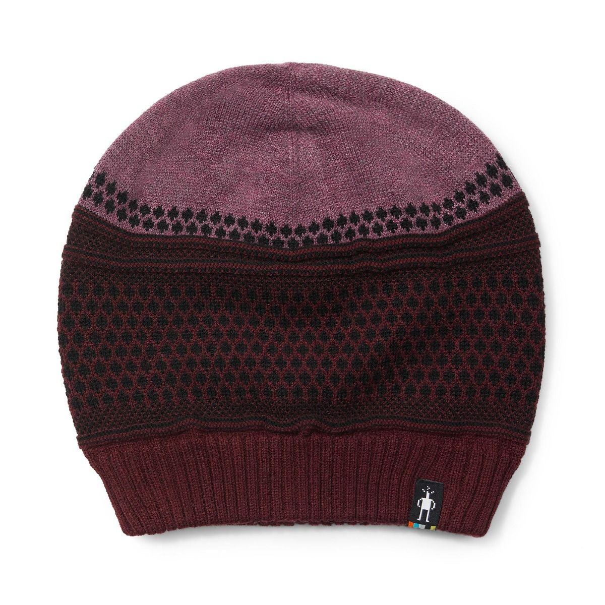 SMARTWOOL - POPCORN CABLE BEANIE IN BLACK CHERRY HEATHER