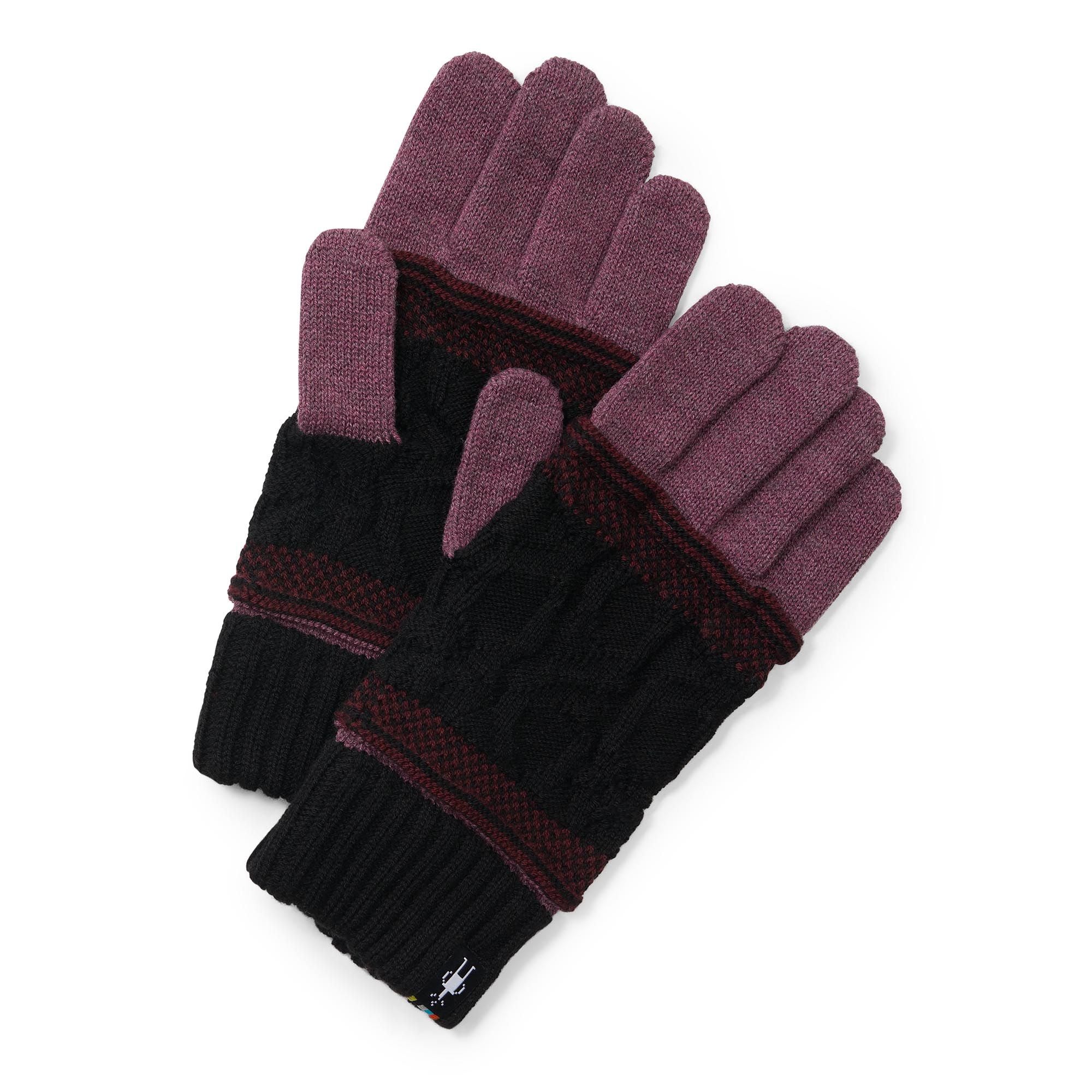 SMARTWOOL - POPCORN CABLE GLOVE IN BLACK CHERRY HEATHER