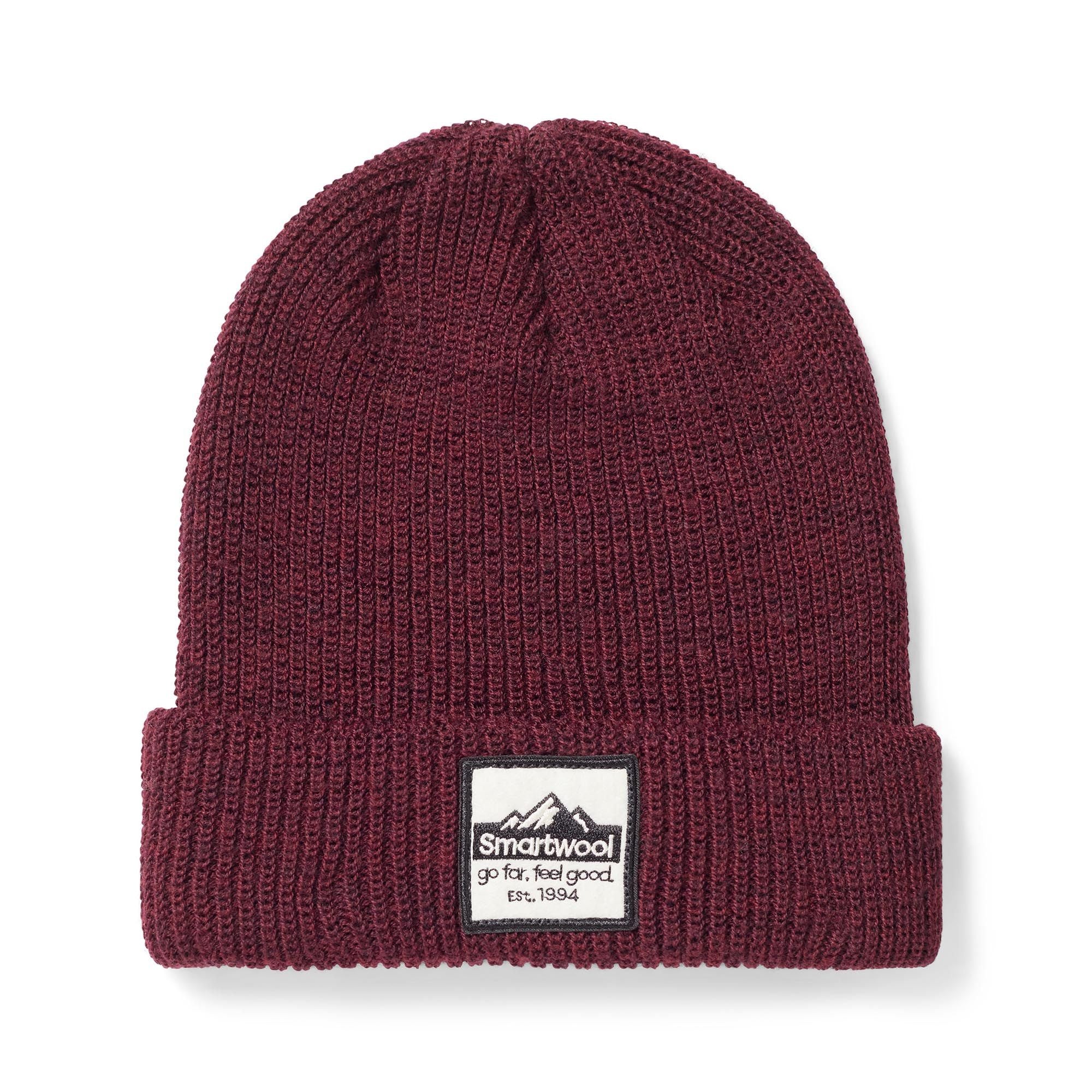 SMARTWOOL - PATCH BEANIE IN BLACK CHERRY HEATHER