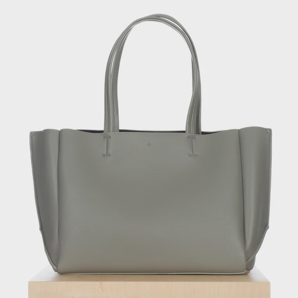 ELA HANDBAGS - CATCH ALL TOTE IN SAGE PEBBLE VEGAN LEATHER