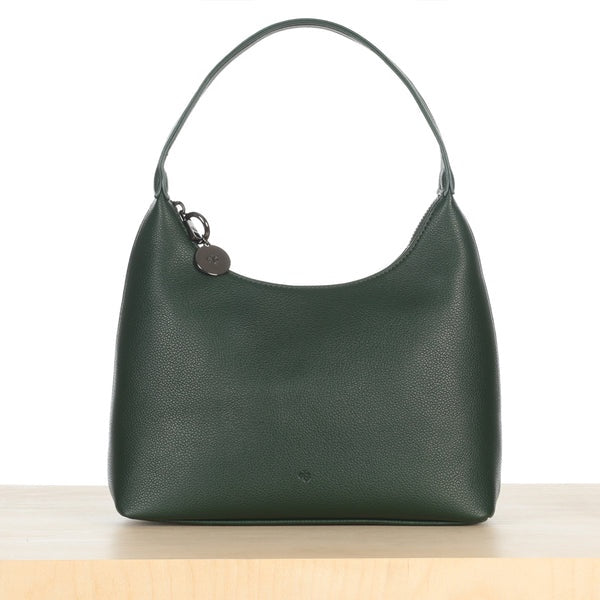 ELA HANDBAGS - MARLO BAG IN FOREST GREEN PEBBLE VEGAN LEATHER