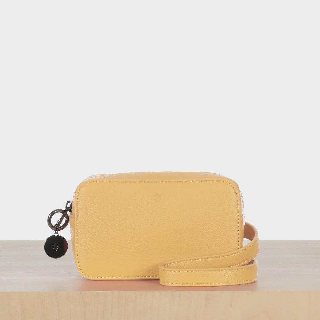 ELA HANDBAGS - MICRO BELT BAG IN YELLOW PEBBLE VEGAN LEATHER