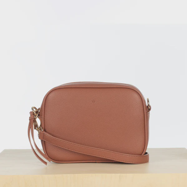 ELA HANDBAGS - MINI MUSE BAG IN WALNUT PEBBLE VEGAN LEATHER